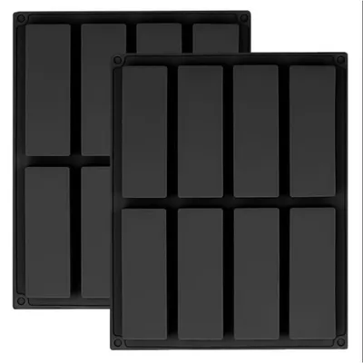 Obrázek produktu pro Silikonová forma na pečení, 8 komor, obdélníková, rozměry 26,6 x 21 x 2,5 cm, černá