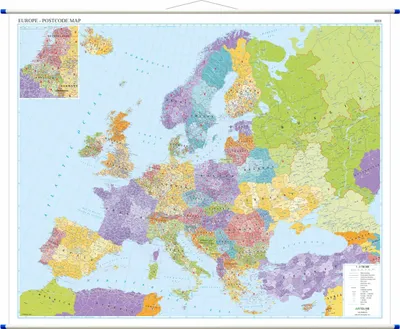 Produktbild von Europa Wandkarte Postleitzahlen, 1:3 750 000, Englisch