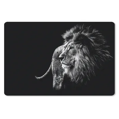 Produktbild von MuchoWow® Mauspad Mousepad Tiere - Wild - Löwe - Schwarz - Weiß 27x18 cm - Mousepads - Maus Mat - Pad - Mausunterlage - Büroartikel - Desk Matten
