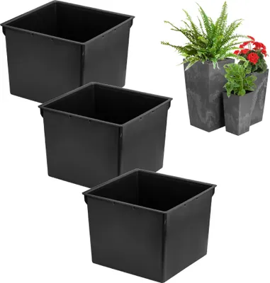 Immagine prodotto di Set 3x inserto quadrato 8 l nero per vasi Prosperplast H 42 cm