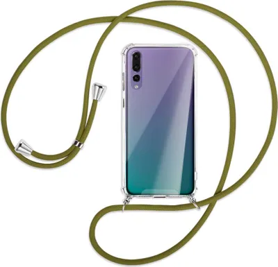 Produktbild von Handykette Backcover-Schutzhülle mit Band (Metall silberfarben) für Huawei P20 Pro - khaki