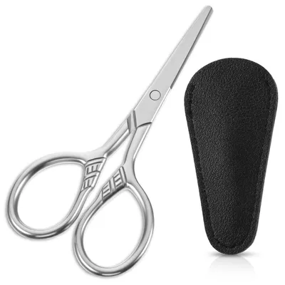 Productafbeelding van Baardschaar - Roestvrij staal - Afgeronde punt - 9 cm - Met etui