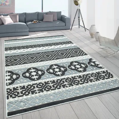 Immagine prodotto di Tappeto per interni ed esterni con design retrò Balcone Terrazza Tessuto 3D Nero Dimensioni 200x290 cm