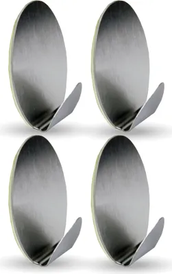 Produktbild von Selbstklebende Wandhaken ( Oval - 4er Set ) Silber aus Edelstahl für Schlafzimmer, Wand, Badezimmer Rostfrei Aufhänger Bilderhaken ohne Bohren