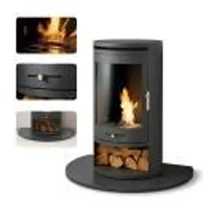 Produktbild von OKO S5 Bioethanol Kamin Anthrazit mit schwarzer Granitbasis, 43×30×76 cm, 3 kW, freistehend, ohne Schornstein