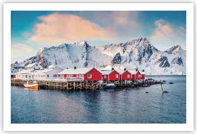 Produktbild von Poster - Poster ohne Rahmen - Lofoten Dorf Angeln - 91,5x61 cm - Wand Bild - Wanddeko - Wandbilder - Kunstposter - Wandposter - Bilder - Kunstdruck - Wanddekoration - Wandbild - P2XAA91x61-4762