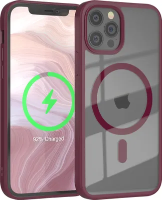 Produktbild von EAZY CASE Clear MagSafe Case für Apple iPhone 12 / 12 Pro, Qi-Charging, Silikon mit Kameraschutz, Bumper Case in Rot