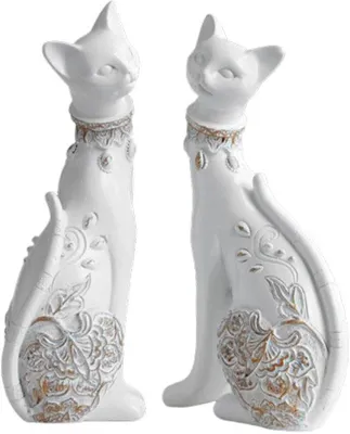 Produktbild von Weiße Katzenfiguren Dekoration für Wohnzimmer