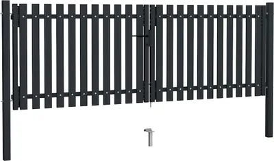 Produktbild von vidaXL Doppeltür-Gartentor aus Stahl 300 x 125 cm Anthrazit