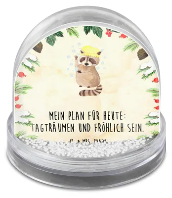 Produktbild von Mr. & Mrs. Panda Schneekugel Weihnachten Waschbär - Naturpapier - Geschenk, Tagträumen, Weihnachts, Plan, Winterkugel, Lustige Sprüche, Dekokugel, schnee kugel, Fröhlich
