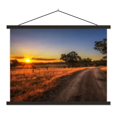 Produktbild von MuchoWow® Textilposter Sonne - Gras - Baum - Natur 150x113 cm mit schwarzem Rahmen - Wohnzimmer