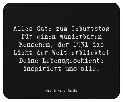 Produktbild von Mr. & Mrs. Panda Mouse Pad Spruch 1931 Geburtstag - Schwarz - Geschenk, pc mausunterlage, Geburtstagswünsche, Mauspad, feiern, Geburtstagsgeschenk, großartige Momente