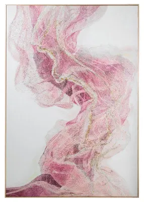 Abstraktes Leinwandbild, Rosa und Weiß, 110 x 160 x 4,4 cm