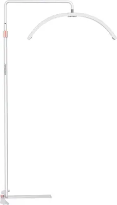 Produktbild von Andoer HD-M5X 36W Boden-LED-Videoleuchte Halbmondfoermiges Fuelllicht 3000K-6000K Dimmbar mit 180cm/ 70.9in Metalllichtstaender Telefonhalter Fernbedienung fuer Schoenheitssalon Make-up Live-Streaming Nachttischlicht