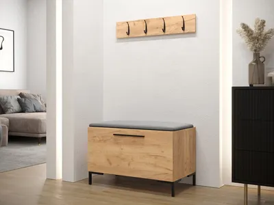 Obrázek produktu pro Nábytek do předsíně s čalouněnými panely ANDORA 7 - dub zlatý / šedý