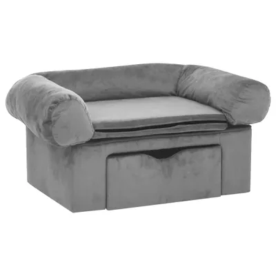 Produktbild von vidaXL Hundesofa mit Schublade Grau 75x50x38 cm Plüsch