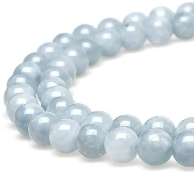 Obrázok produktu pre Perly z polodrahokamu akvamarín, 12 mm, 30 ks, guľaté prírodné kamienkové náhrdelníky
