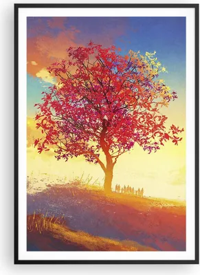 Produktbild von Gerahmtes Poster - Schwarzer Rahmen - Baum Wiese Feld - 70x100 cm - Wand Bild - Wanddeko - Wandbilder - Kunstposter - Wandposter - Bilderrahmen - Bilder - Kunstdruck - Wandbild - P2BPA70x100-3715
