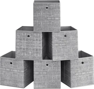 Produktbild von SONGMICS Aufbewahrungsbox, 6er Set, Ordnungsboxen aus Vliesstoff mit Griff, Boxen Aufbewahrung, 26 x 26 x 28 cm, Organizer Box, für Würfelregal