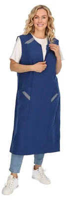 Produktbild von Reißverschlusskittel RV Kittel Hauskleid Schürze Kochschürze, Größe:52, Farbe:marineblau