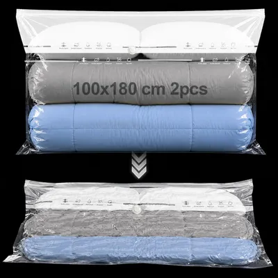 Obrázek produktu pro Vakuové sáčky na peřiny, rozměr 100x180 cm, 2 kusy, velikost XXL, opakovaně použitelné, úspora místa