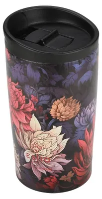 Zdjęcie produktu dla ESTIA | Kubek do kawy - 350 ml - Kubek termiczny z motywem kwiatowym - Szczelna pokrywka