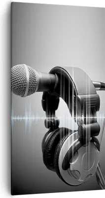 Produktbild von Bild auf Leinwand - Leinwandbild - Audio Mikrofon Musik Studio - 55x100cm - Wand Bild - Wanddeko - Leinwanddruck - Bilder - Kunstdruck - Wanddekoration - Leinwand bilder - Wandkunst - PA55x100-2549