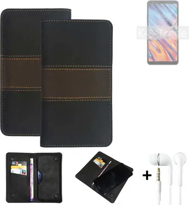 Produktbild von K-S-Trade Handyhülle + Kopfhörer kompatibel mit LG Electronics Stylo 5x Schutzhülle Walletcase Bookstyle Tasche Schutz Case Hülle Wallet Cover