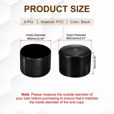 Produktbild von 62mm/2.44" Gummikappen, 6 Stš¹ck Gummi Endkappen Schraubengewindeschutz Schutzkappen fš¹r Schrauben, Rohre, Kabe, Schwarz