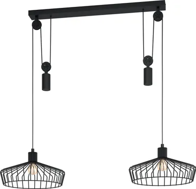 Produktbild von EGLO Pendelleuchte Winkworth, 2 flammige Hängelampe Vintage, Industrial, Retro, Hängeleuchte, Esstischlampe, Wohnzimmerlampe hängend mit E27