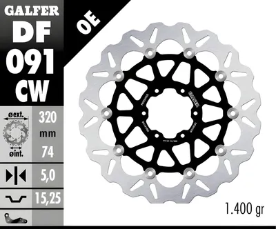 Immagine prodotto di Set di dischi freno Galfer 2x DF091CW WAVE® flottanti anteriori 320x5mm per Honda CBR RR Fireblade 1000 ccm anno 2017 - 2019
