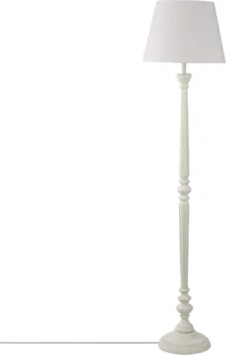 Zdjęcie produktu dla LAMPA PODŁOGOWA Leo 156 cm biała LNIANY KLOSZ włącznik nożny