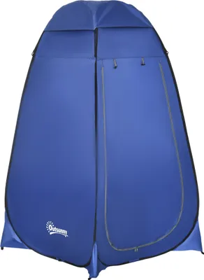 Produktbild von Outsunny Pop up WC stan Mobilný kempingový sprchový stan Prevliekací stan s vnútorným vreckom Sprchový kút Prevliekacia kabína Vodotesný polyester Tmavo modrá 120 x 120 x 190 cm