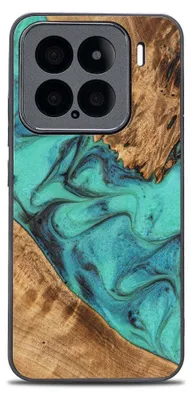 Image de Housse en bois pour Xiaomi 15, Bewood Unique Turquoise