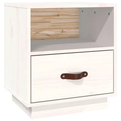 Produktbild von Nachttisch Weiß 40x34x45 cm Massivholz Kiefer