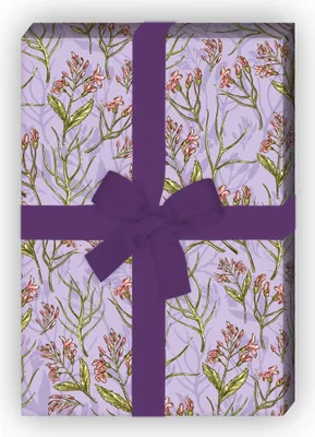 Produktbild von Zartes Geschenkpapier zum Einpacken mit Streu Blumen, lila - G10238, 32 x 48cm