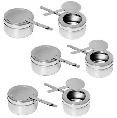 6 Edelstahl-Brennpastahalter mit Deckel, 9x5 cm, für Buffet & Camping