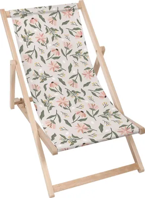 Produktbild von Dreamroots Liegestuhl klappbar Holz, bis zu 130 kg, Sonnenliege klappbar mit 3-stufiger Neigungsregulierung der Rückenlehne, Peach Tones Flowers