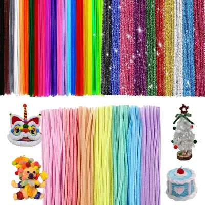 Obrázok produktu pre Čistič trubičiek 300 Kusov, 30 cm Dlhý, 37 Farieb, Chenille, pre Kreatívne Projekty