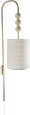 Produktbild von BELIANI Wandleuchte Beige Metall mit Stoffschirm Trommelform 1-Flammig Modern Langes Kabel mit Schalter Schlaf- u. Wohnzimmer Beleuchtung