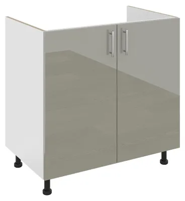Produktbild von haaus Karo Spülenschrank, 2 Türen, Hochglanz-Grau/Weiß, MDF, 80 x 50 x 80 cm