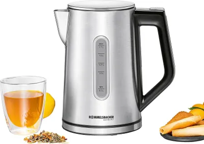 Produktbild von Rommelsbacher WK 3000 Wasserkocher 1,7 l 3000 W Schwarz, Edelstahl