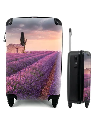 Produktbild von MuchoWow® Koffer Handgepäck Trolley Rollkoffer Kleine Reisekoffer mit 4 Rollen - Lavendel - Blumen - Lila - Feld - Cabin Size < 55x40x23 cm & 55x40x20 cm - Fotokoffer - Kabinenkoffer - Boardgepäck - Reise-Box - Reisekoffer - Reisegepäck - Koffer mit Bild - Trolley für Kinder