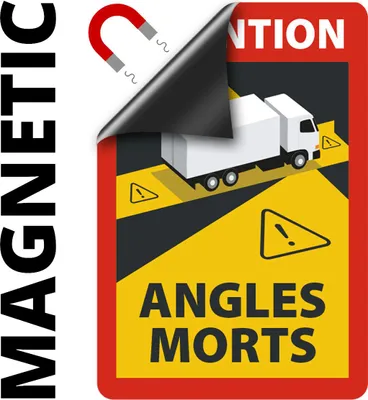 Produktbild von Angles Morts - Toter Winkel Hinweisschild für LKW/Sattelzug magnetisch, A5, 5 Stück