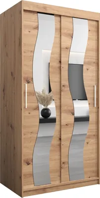 Produktbild von Kleiderschrank, Schiebetürenschrank Schlafzimmer, Schrank mit Spiegel SEWILLA 100 cm
