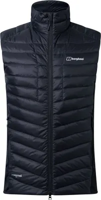 Schwarze Tephra Stretch Vest 2.0 von Berghaus; isolierende Weste für Herren; mit Steppdesign und hohem Kragen.