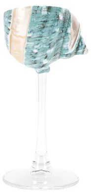 Image de Conch Shell Wine Glass Unique Handmade Polished Long Stem Wine Glass for Cold Beverages Desk Ornament Transparent Base Green