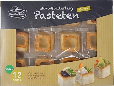 Produktbild von Hack’s Hausbäckerei Mini Blätterteig Pasteten 12 Stck. Carrée Quadrat Buffet Fingerfood