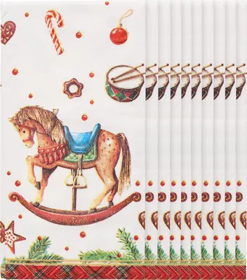 Productafbeelding van Ambiente Papieren zakdoekjes, Classic, afbeelding van een rokkende paard, 10 stuks, 21x21 cm