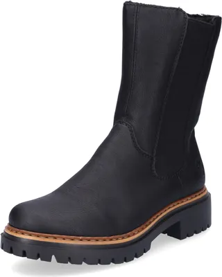 A studio shot of a black boot.